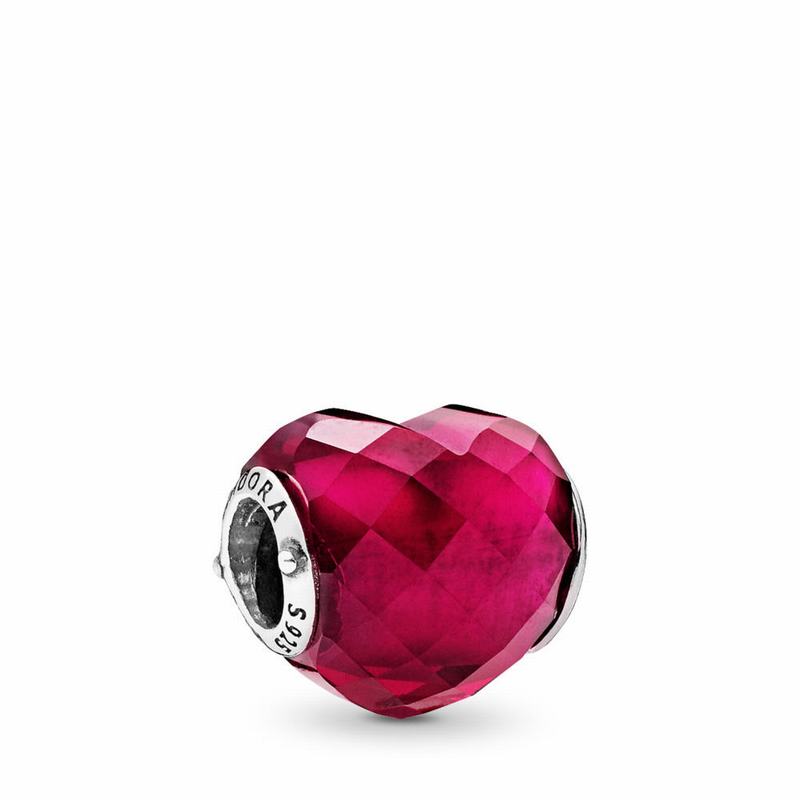 Pandora Fuchsia Pink Heart Charm - Sterling Silver/Pink/Crystal - Canada | EA6174LY